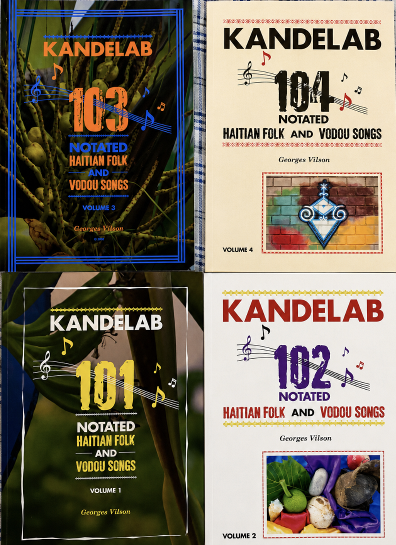The four Kandelab Notated Haitian Folk and Vodou songbooks (Volumes 1–4)